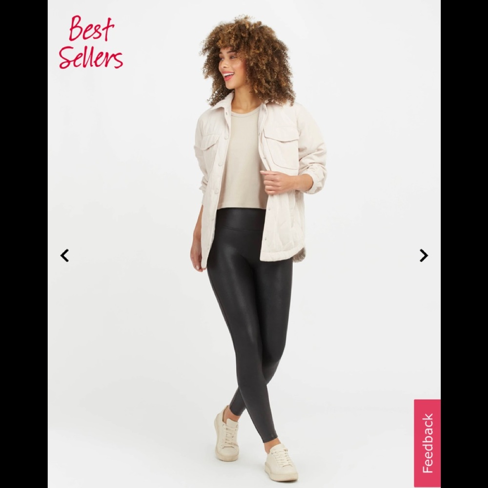 Spanx Faux Leather Leggings Medium Petite
